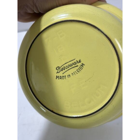 Descoware Casserole Dish Pan Enameled Cast Iron 17B 18 FE Yellow No Lid Belgium - Picture 5 of 10
